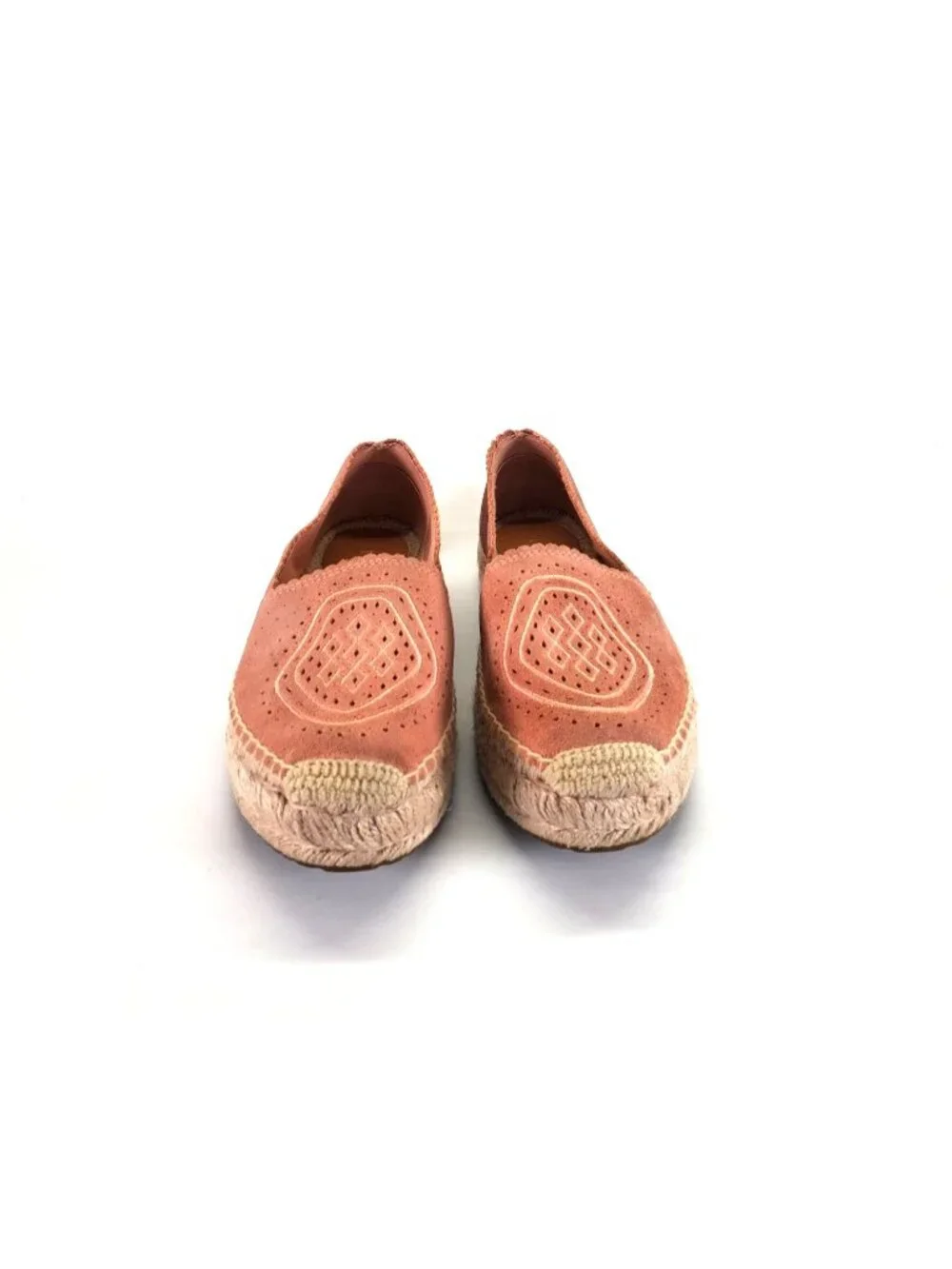 UGG Women's Pink Heidi Perforated Espadrille In Suntan Suede Sz 6.5 1711 - Picture 5 of 14